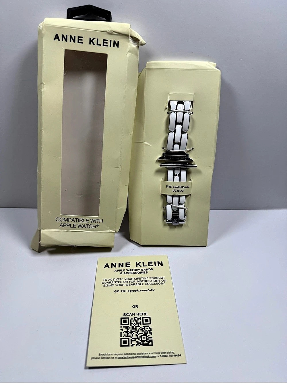 Anne Klein Ceramic Link Apple Watch Band Silver & Black